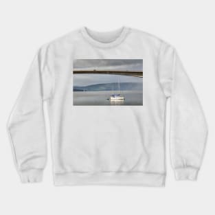 Yacht moored at Kyleakin, Isle of Skye Crewneck Sweatshirt